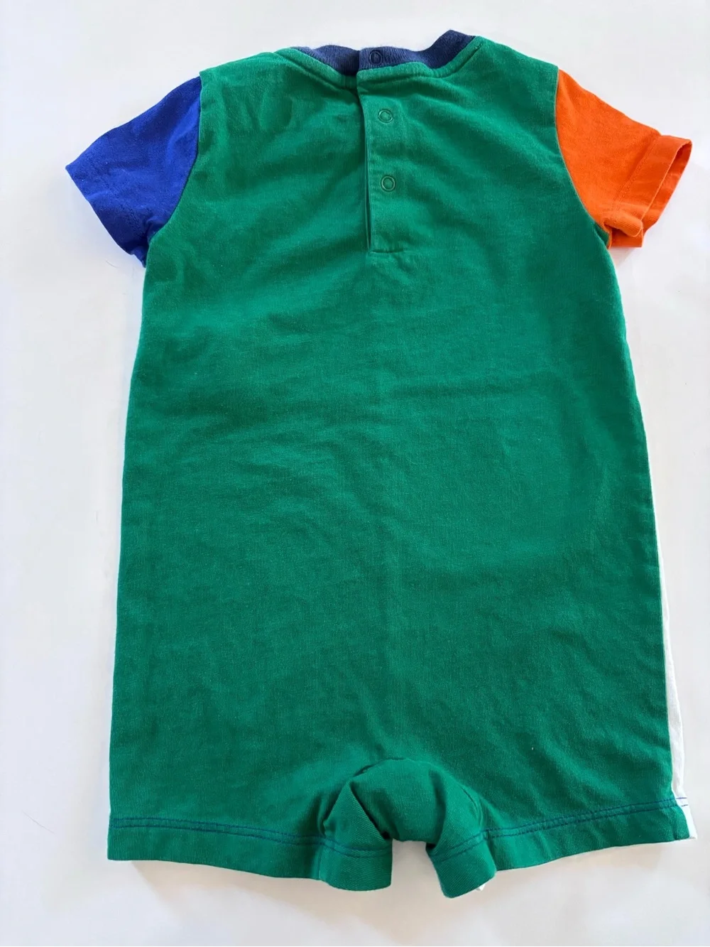 RALPH LAUREN Colorblock Shortall  Onesie Orange Blue White Green Size 9 Months